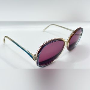 Vintage Welling Blue Glitter Translucent Oval Sunglasses Frames Only